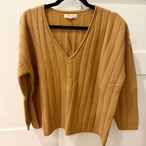 Madewell Camel V-Neck Sweater